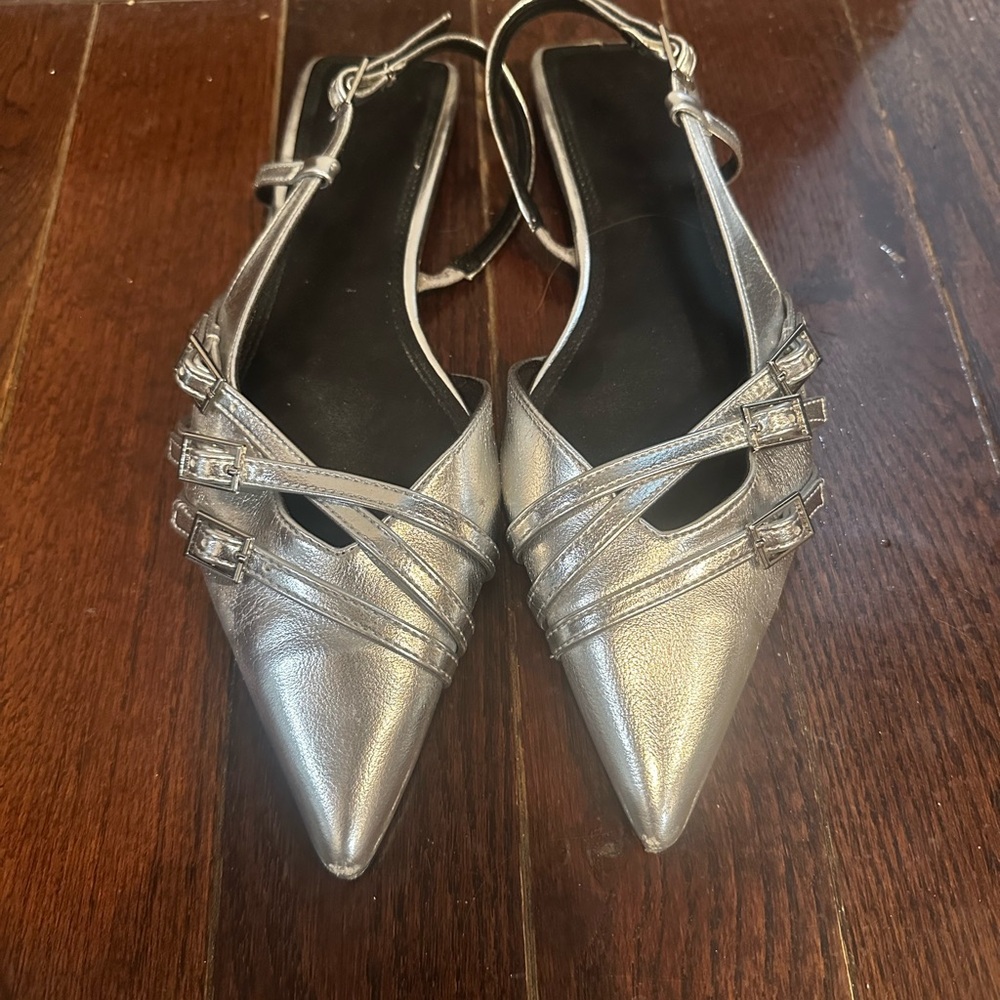 Silver slingback flats by ASOS